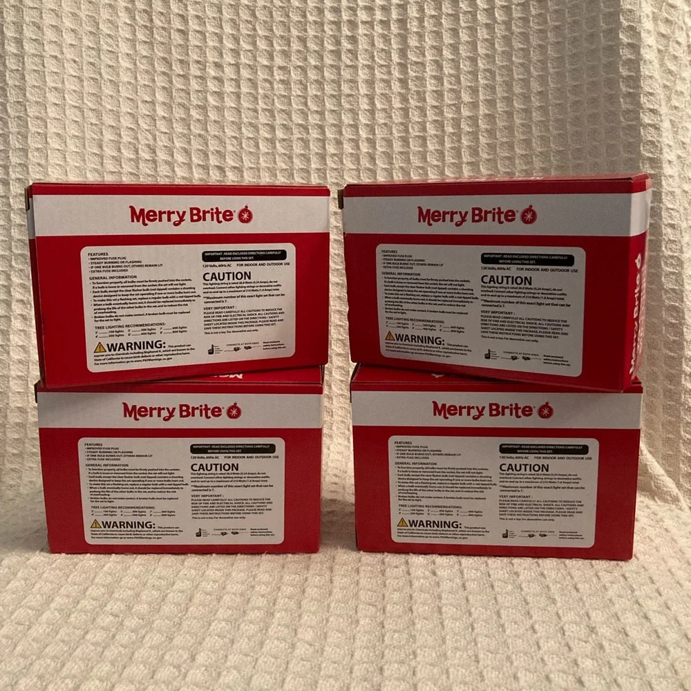 Merry Brite 70 Count Clear Mini Christmas Lights 4 Boxes Indoor/Outdoor NIB